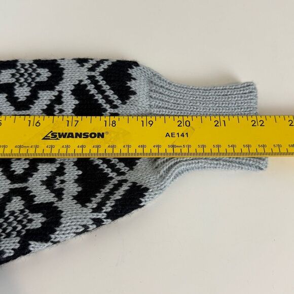 Handmade Knit Light Blue Black Cardigan Sweater M/L - Picture 7 of 9